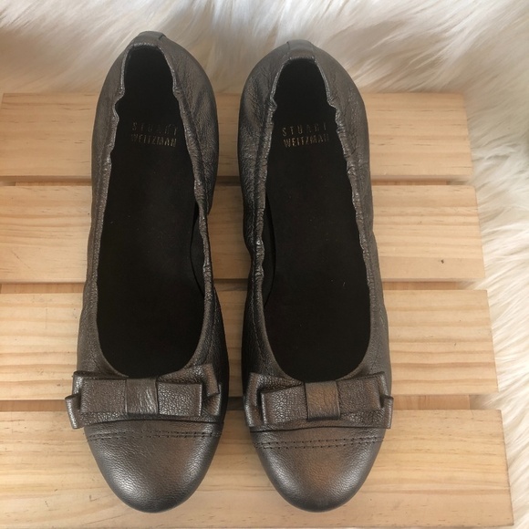 Stuart Weitzman Slip On Pewter Ballet Heels‎ - Picture 3 of 6